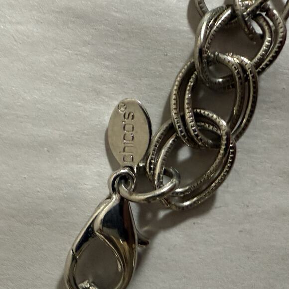 VTG Chicos Statement Necklace Mod Dark Blue Silver Tone Glam 38" Event Dressy - Picture 6 of 6